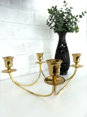 Partylite Quartet Fine Brass Candelabra Taper Candle Holder P0478